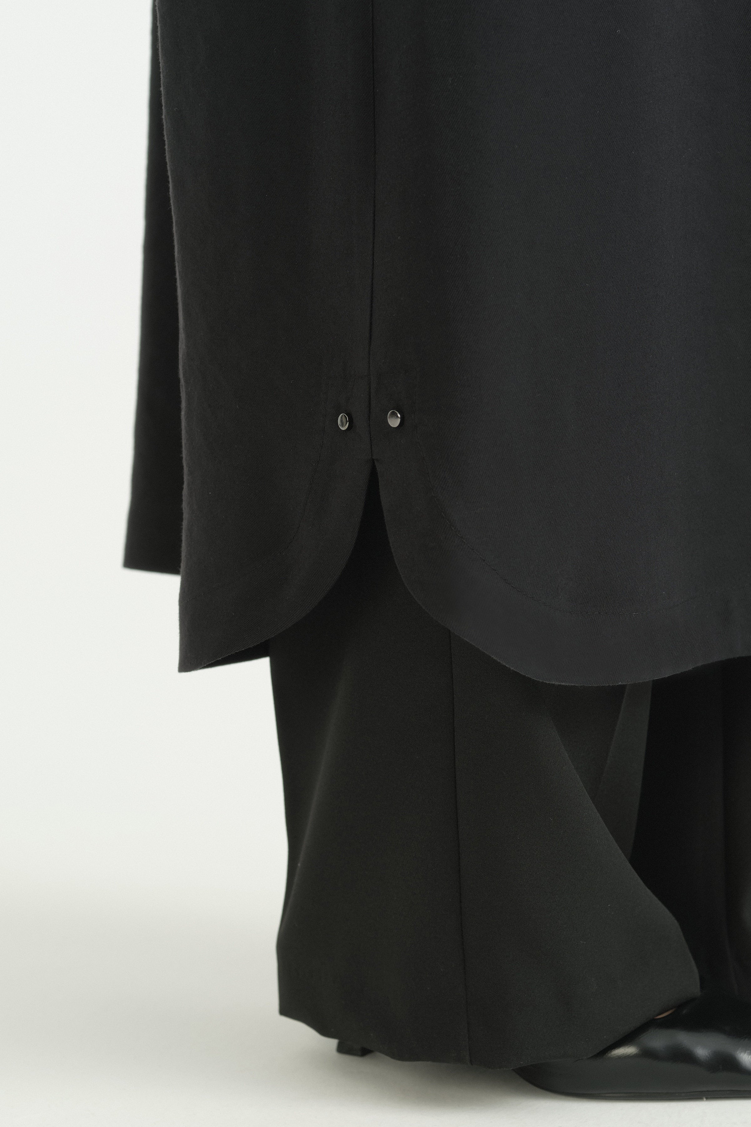 Cep Detaylı Kemerli Tencel Ferace - Siyah