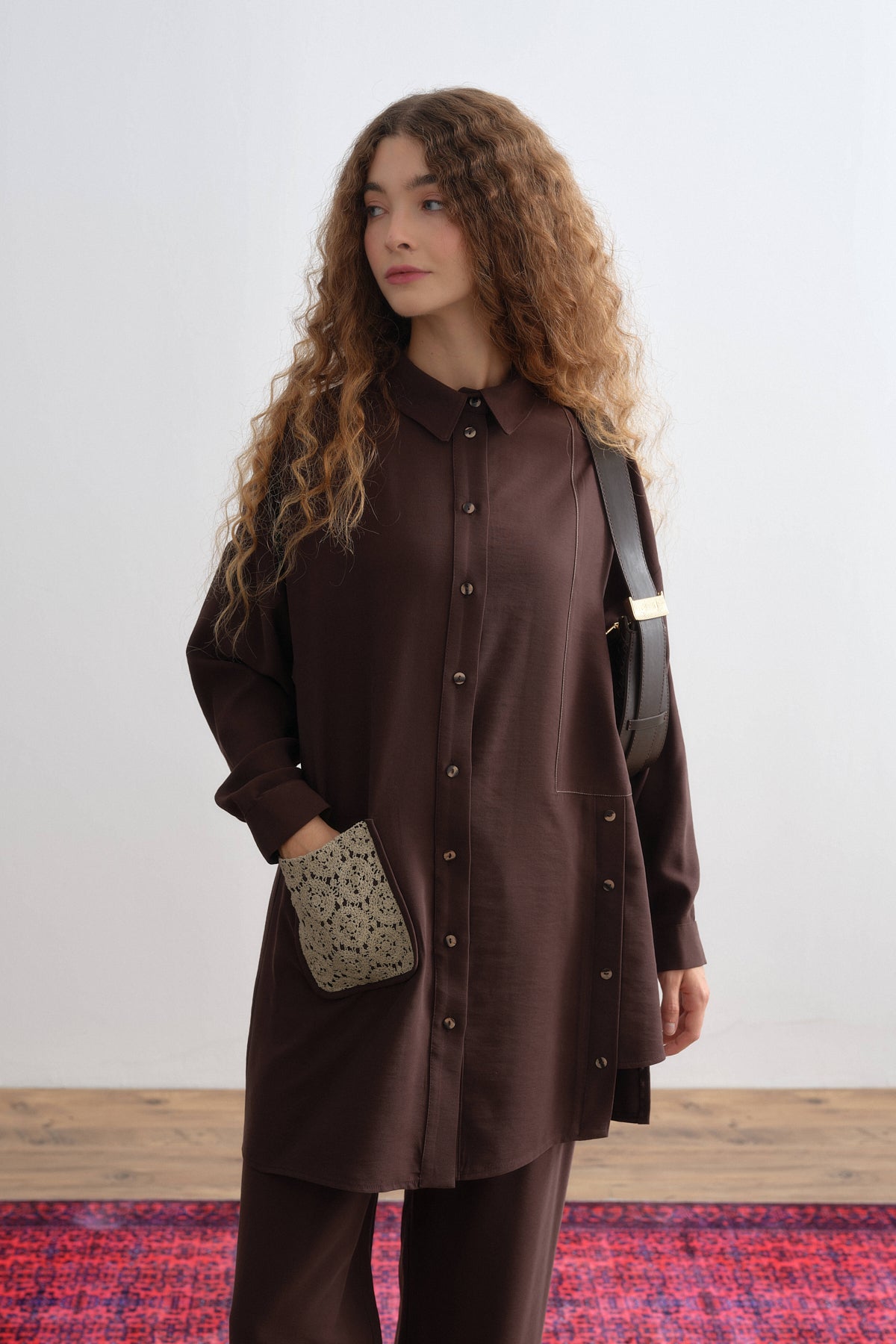 Pocket Detail Modal Tunic - Coffee
