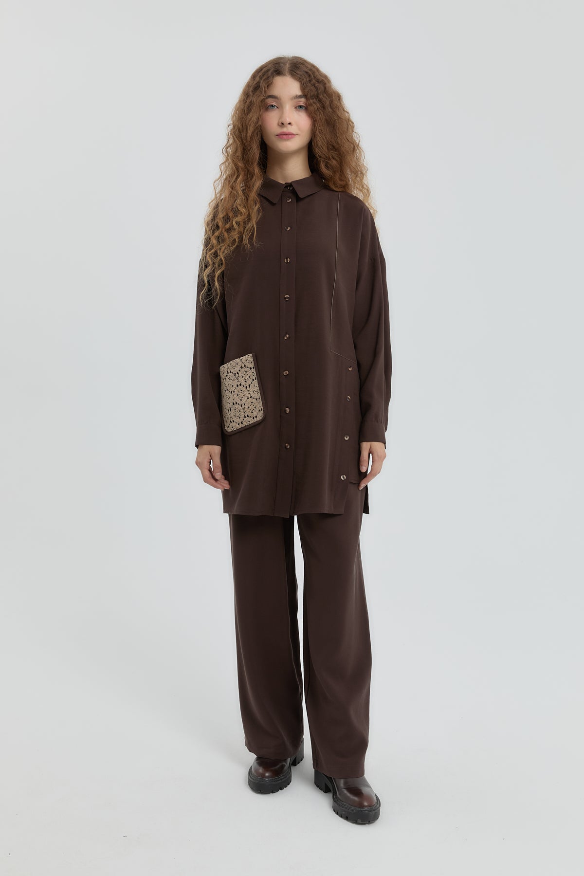 Pocket Detail Modal Tunic - Coffee