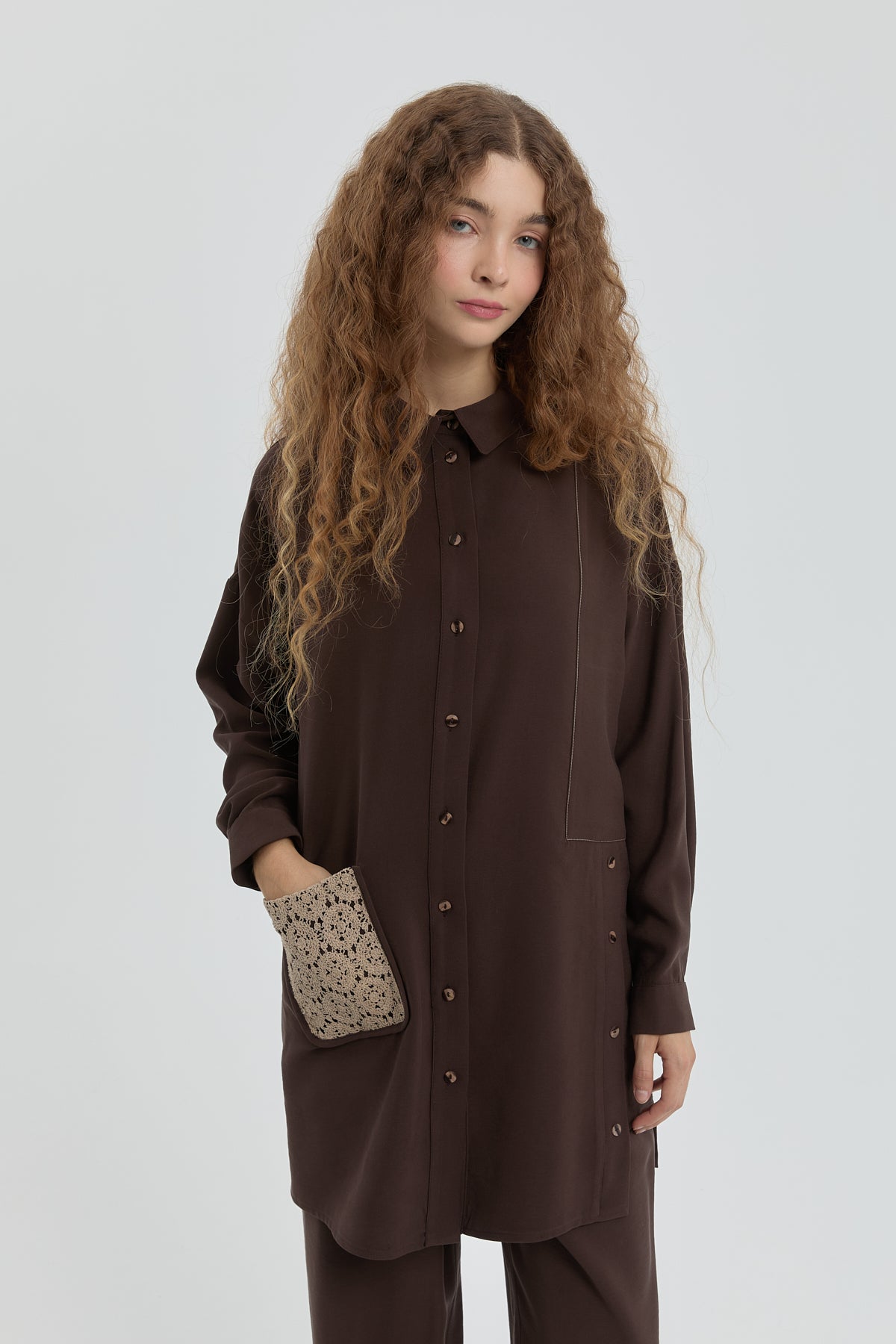 Pocket Detail Modal Tunic - Coffee
