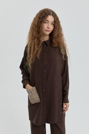 Pocket Detail Modal Tunic - Coffee