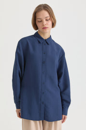 Pocket Detail Modal Tunic - Navy Blue