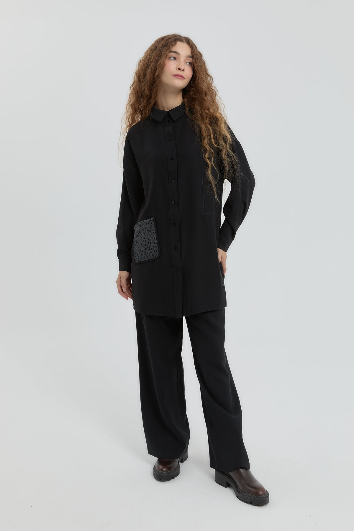 Modal Tunic with Pocket Detail - Black
