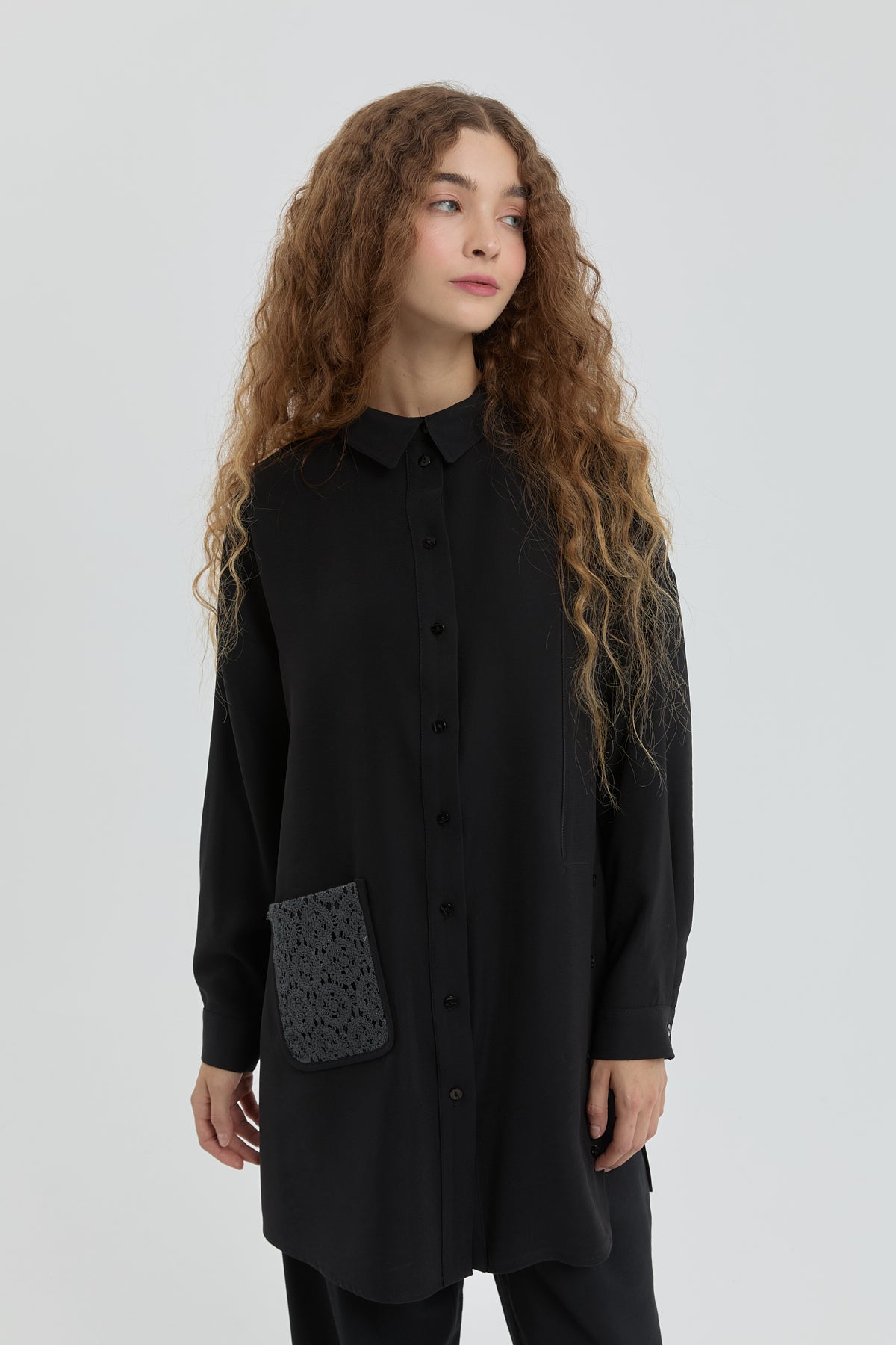 Modal Tunic with Pocket Detail - Black