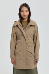 Pocket Detail Detachable Hooded Jacket - Mink