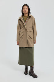 Pocket Detail Detachable Hooded Jacket - Mink