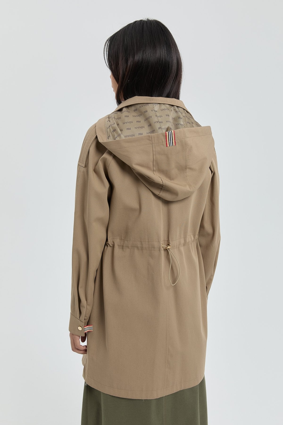 Pocket Detail Detachable Hooded Jacket - Mink