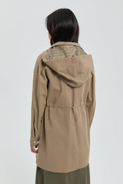 Pocket Detail Detachable Hooded Jacket - Mink