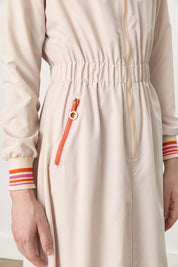 Maxi Dress with Pocket and Rib Details - Beige