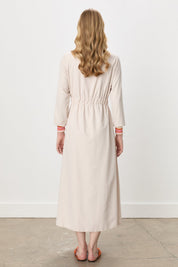 Maxi Dress with Pocket and Rib Details - Beige
