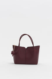 Satchel Bag with Charm - Burgundy