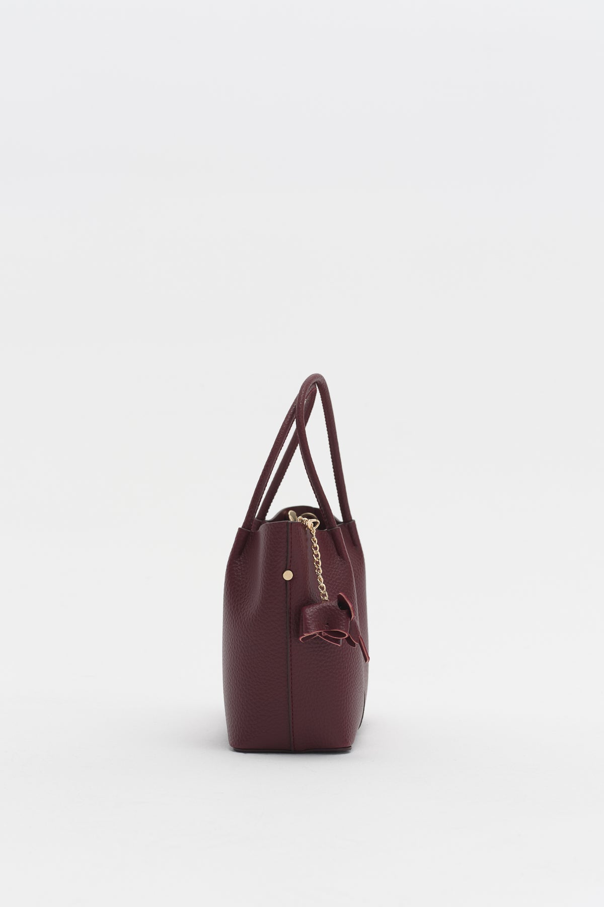 Satchel Bag with Charm - Burgundy