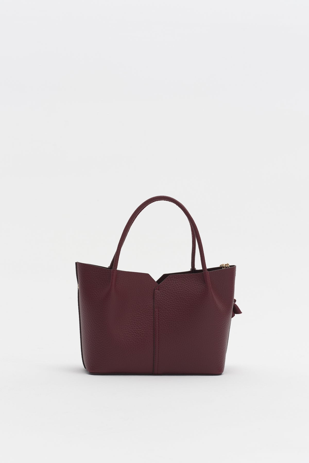 Satchel Bag with Charm - Burgundy