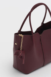 Satchel Bag with Charm - Burgundy