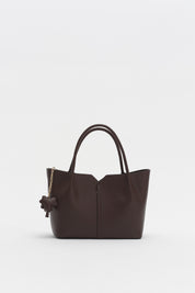 Satchel Bag with Charm Accessory - Coffee