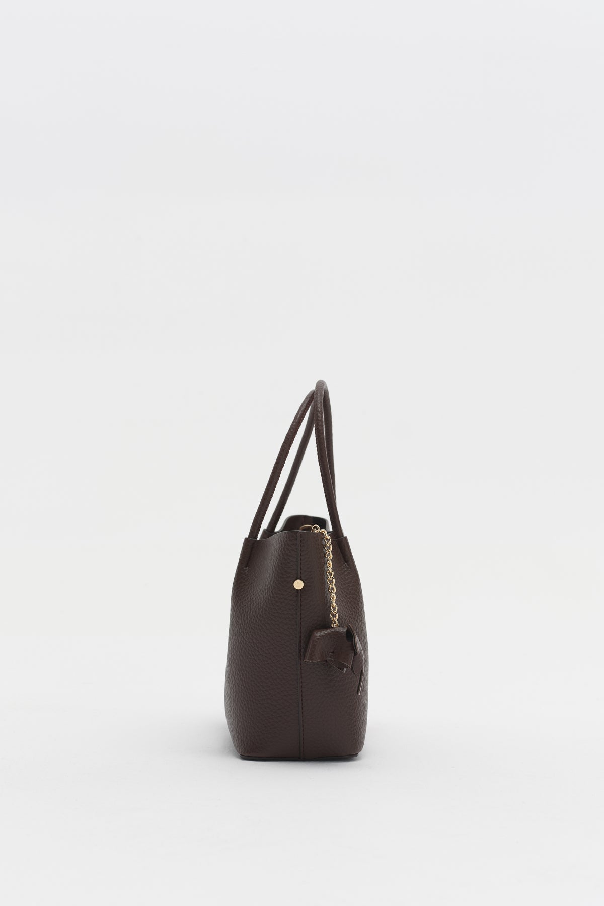 Satchel Bag with Charm Accessory - Coffee
