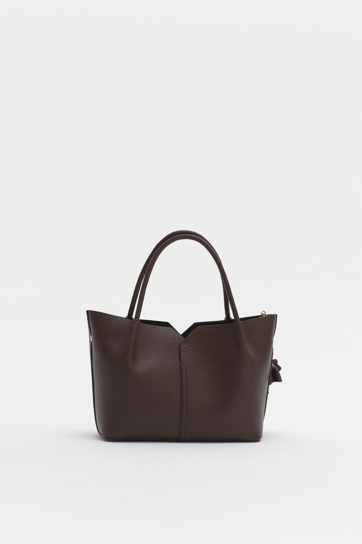Satchel Bag with Charm Accessory - Coffee