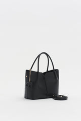 Satchel Bag with Charm Accessory - Black