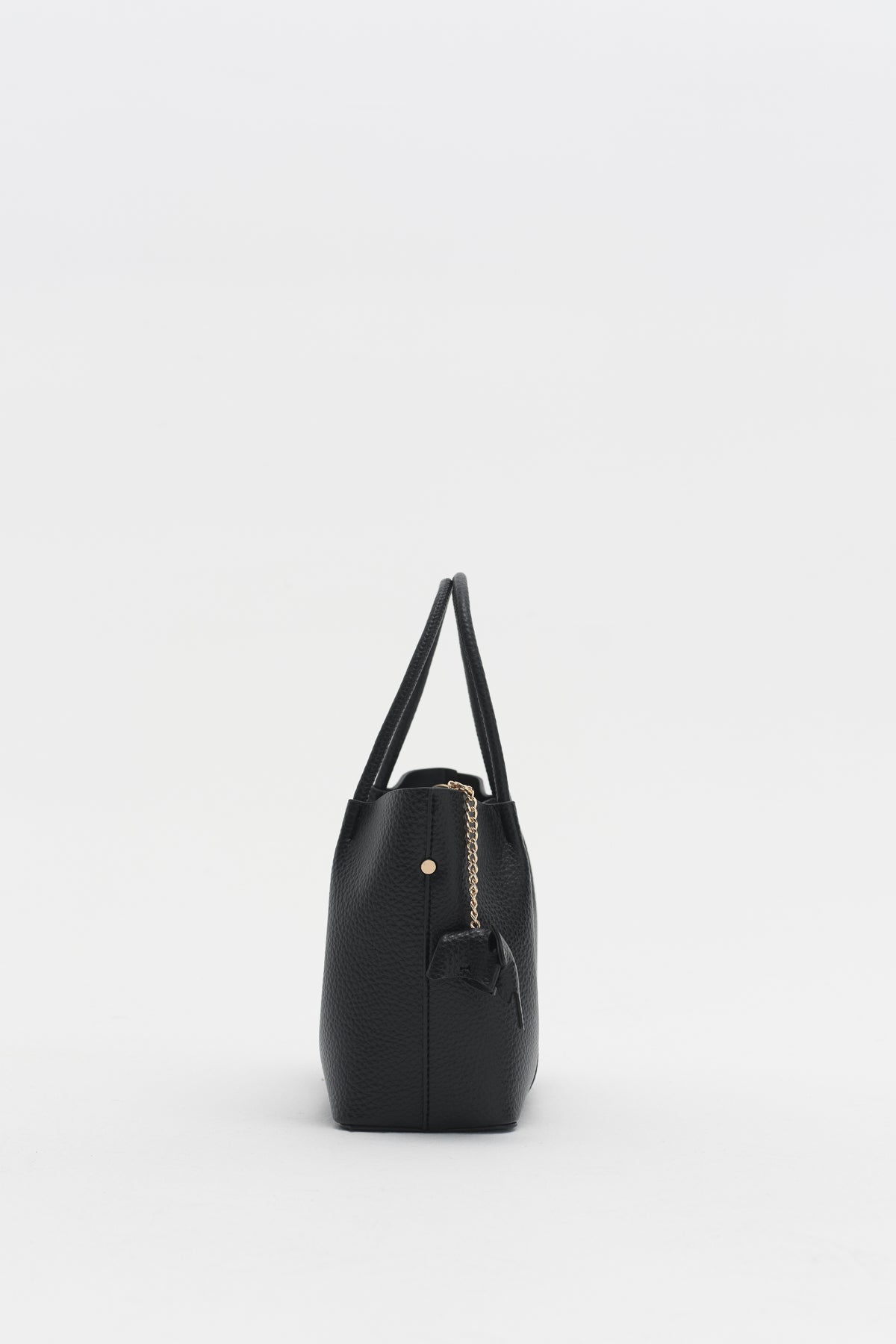 Satchel Bag with Charm Accessory - Black