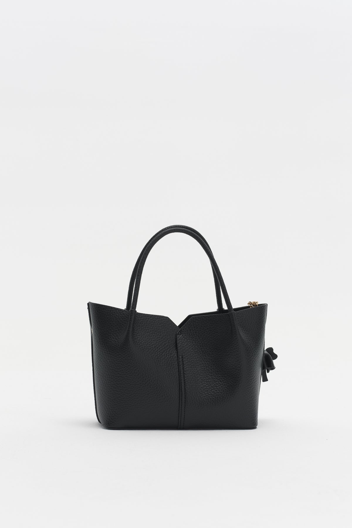 Satchel Bag with Charm Accessory - Black