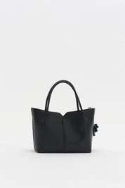 Satchel Bag with Charm Accessory - Black