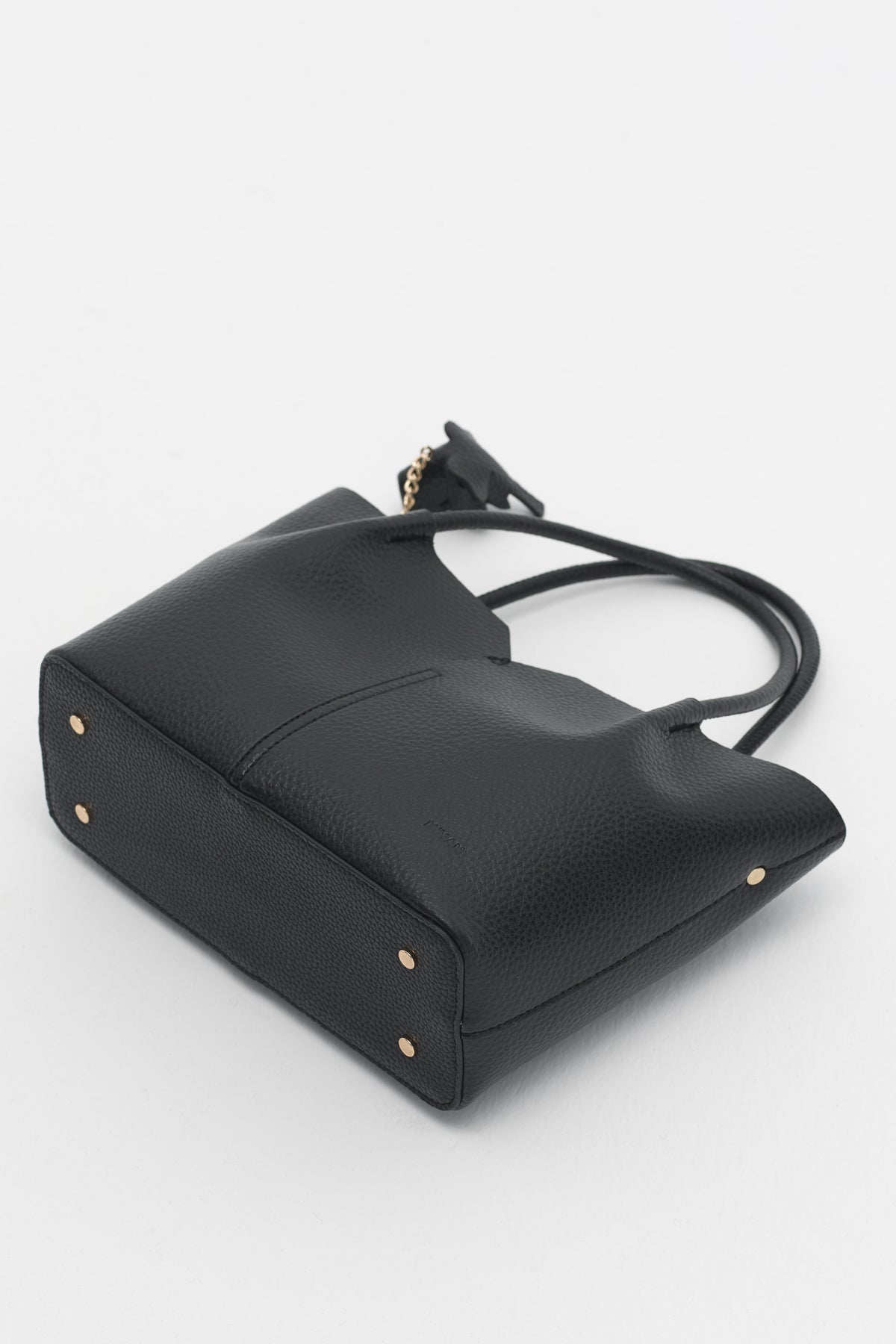 Satchel Bag with Charm Accessory - Black