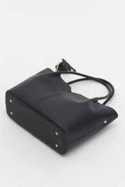 Satchel Bag with Charm Accessory - Black