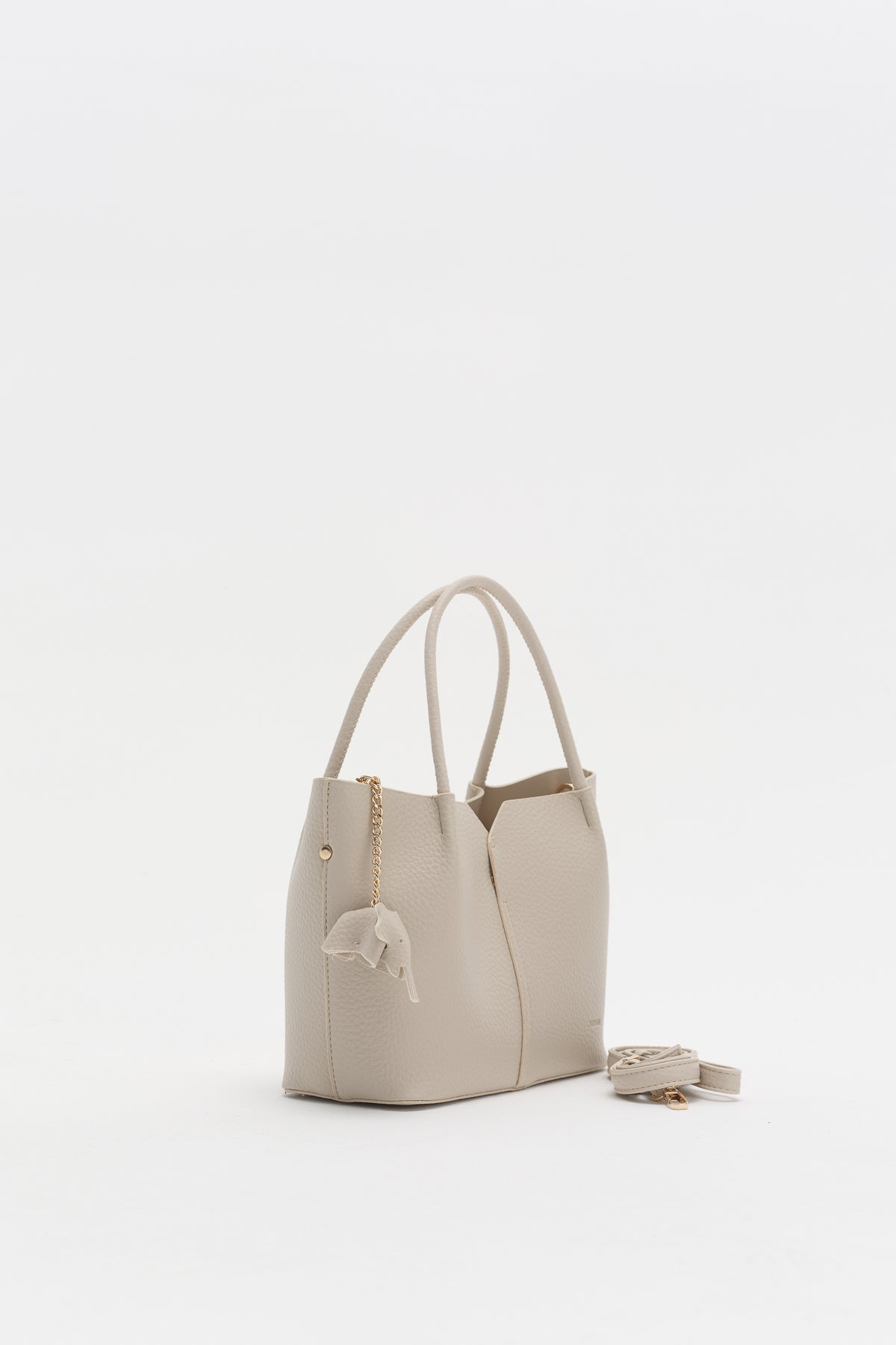 Charm Aksesuarlı Satchel Çanta - Vanilya