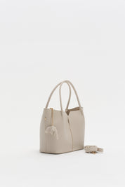 Charm Aksesuarlı Satchel Çanta - Vanilya