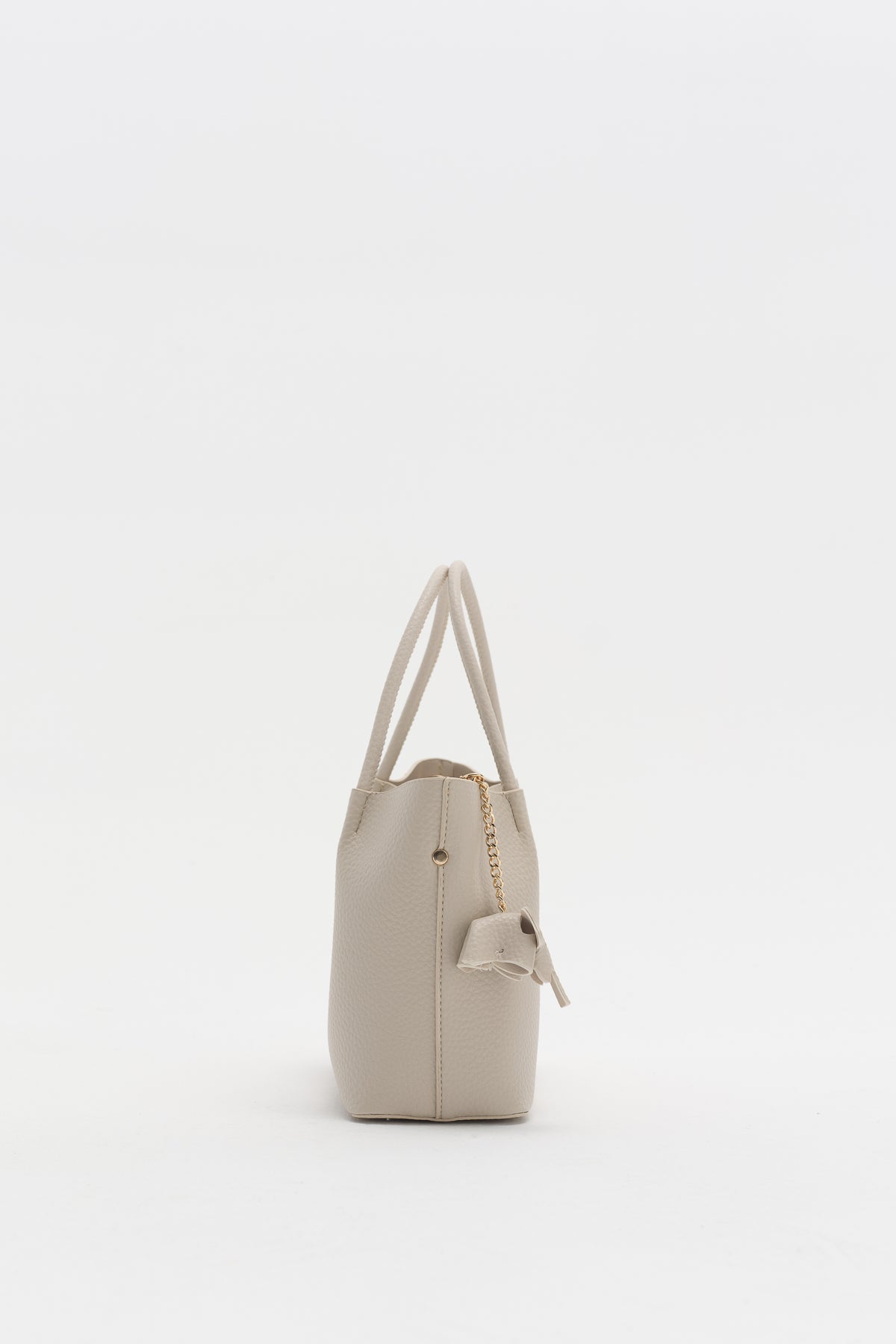 Charm Aksesuarlı Satchel Çanta - Vanilya