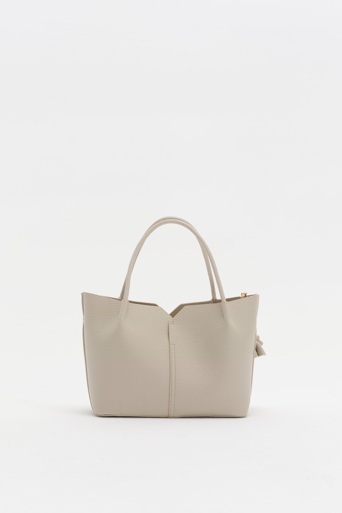 Charm Aksesuarlı Satchel Çanta - Vanilya