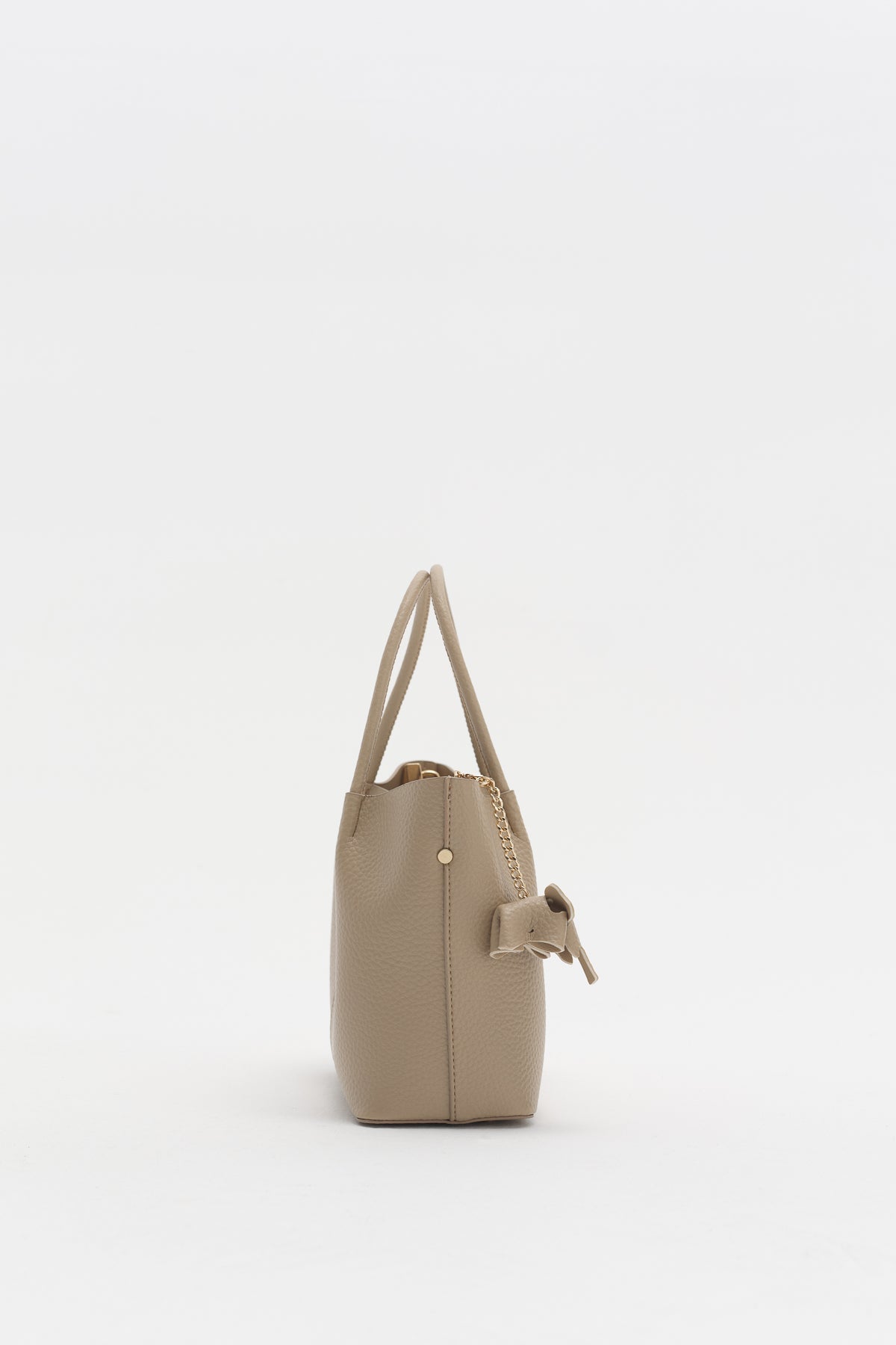 Charm Aksesuarlı Satchel Çanta - Vizon