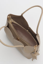 Charm Aksesuarlı Satchel Çanta - Vizon