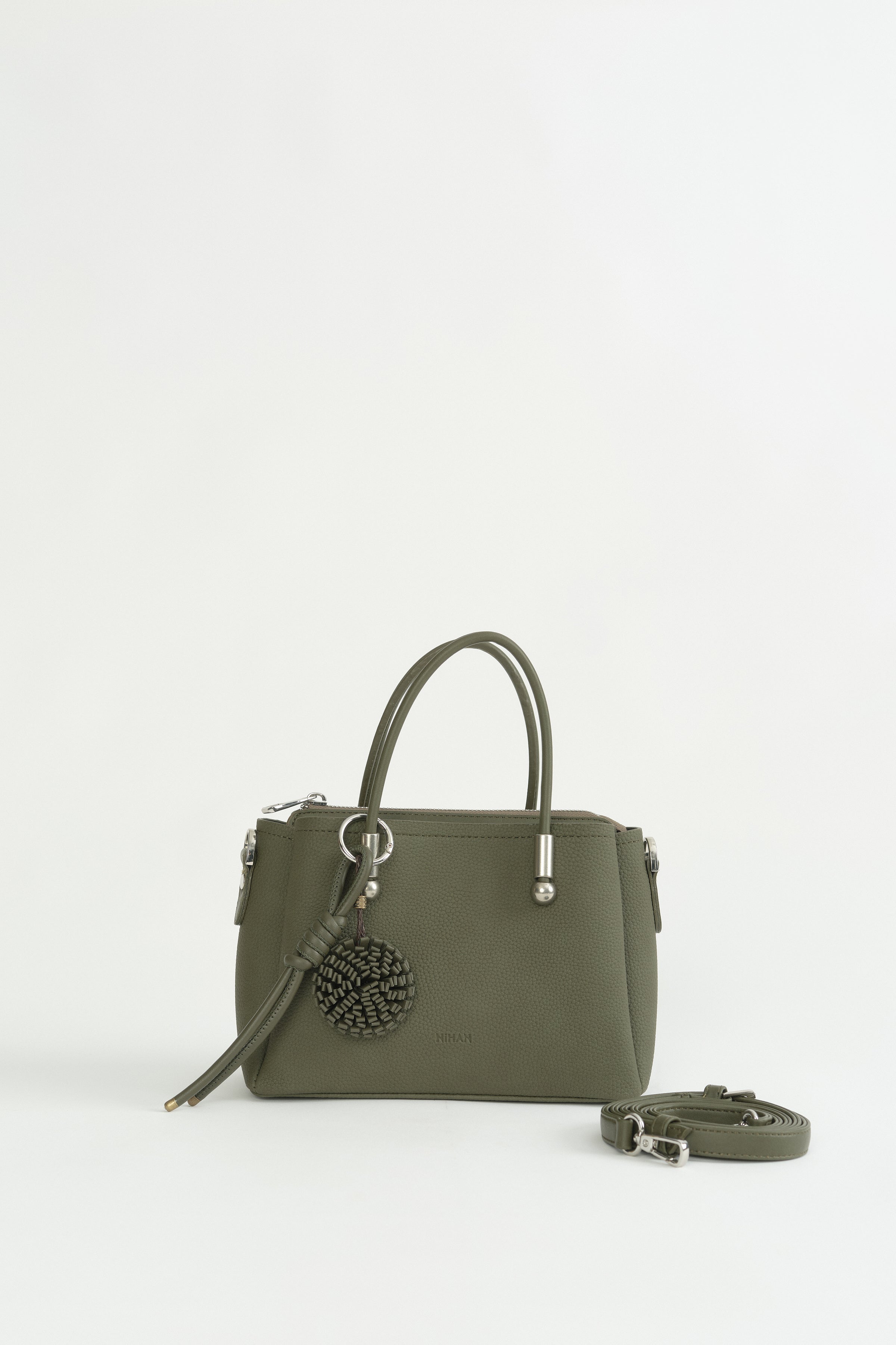 Charm Detaylı Tote Çanta - Haki