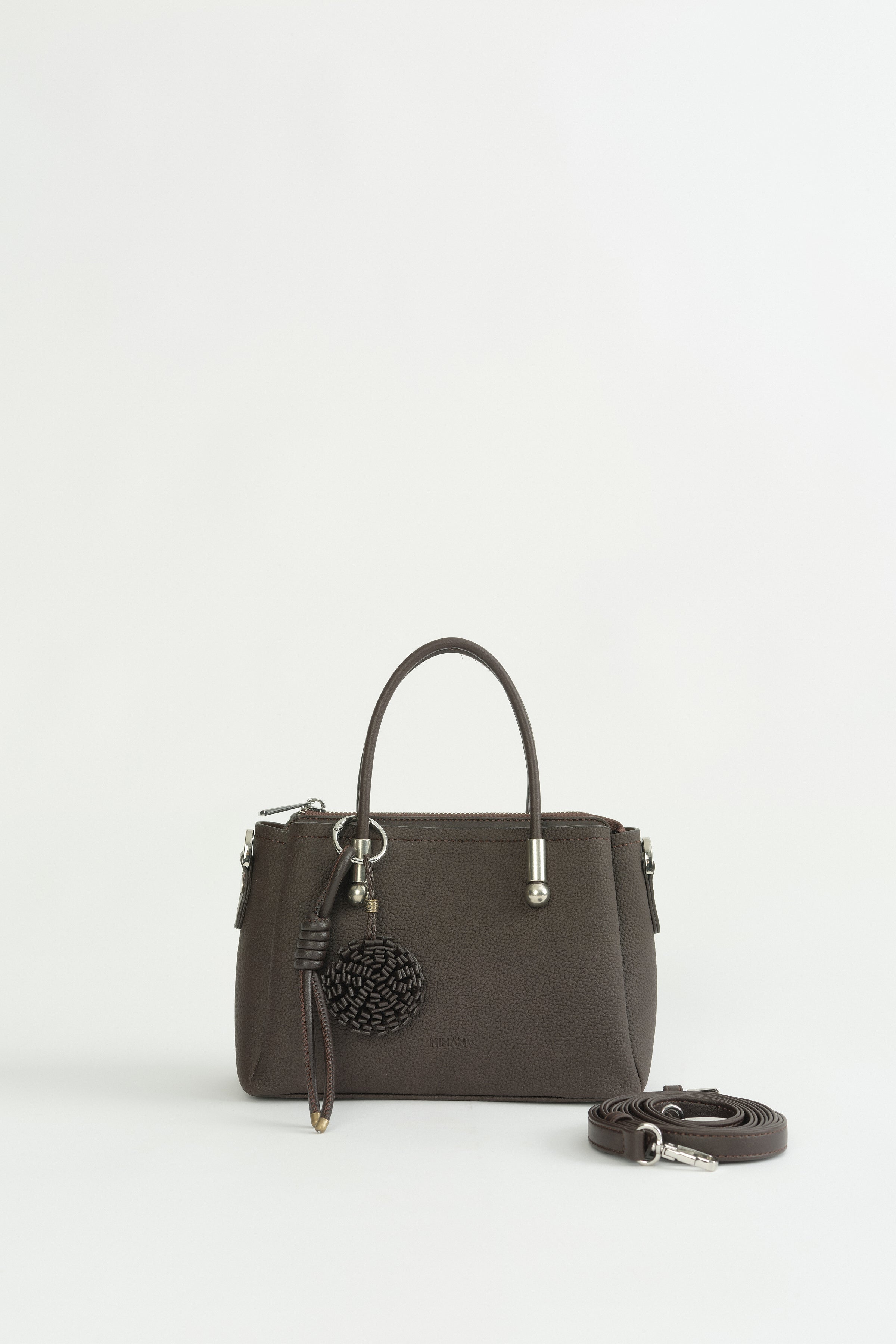 Charm Detaylı Tote Çanta - Kahve