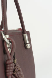 Charm Detaylı Tote Çanta - Mürdüm