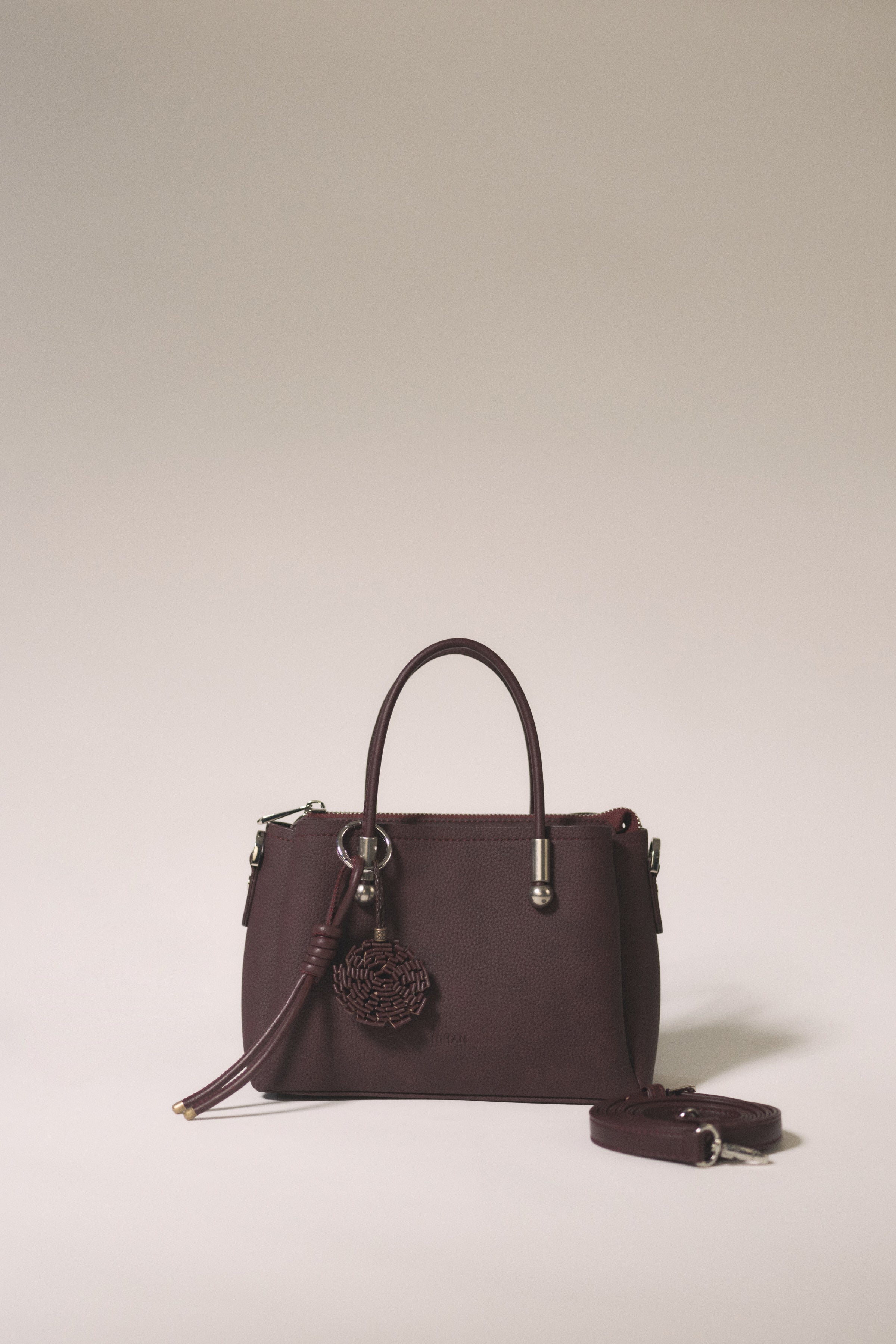Charm Detaylı Tote Çanta - Mürdüm