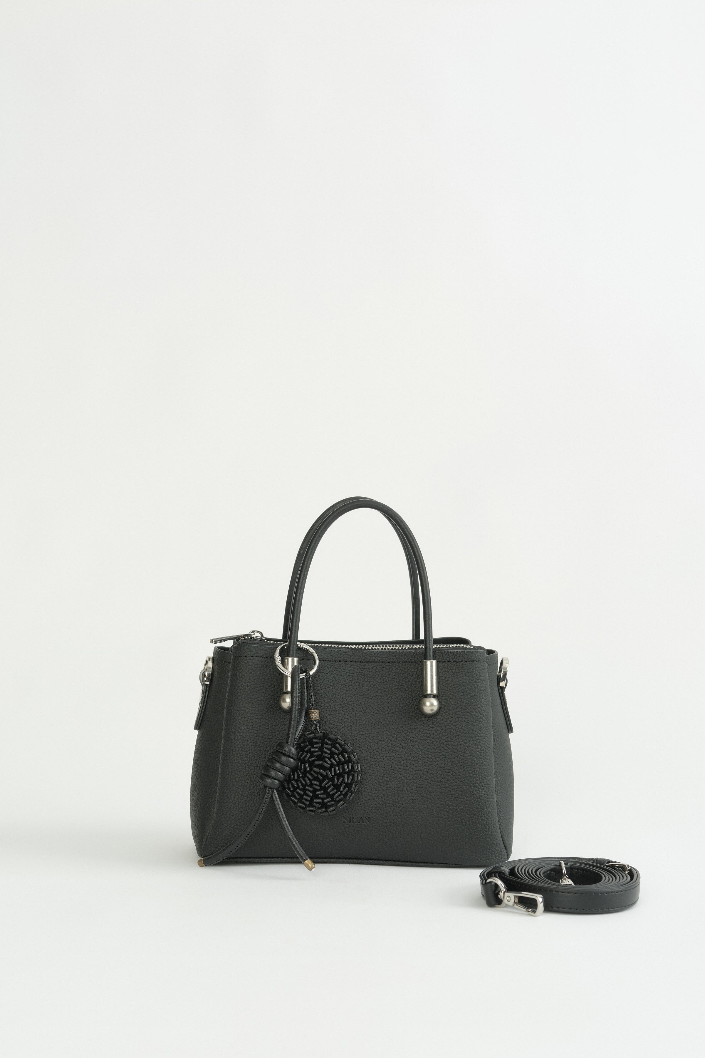 Charm Detaylı Tote Çanta - Siyah