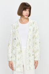 Çiçek Desenli Blazer Dantel Ceket - Haki