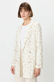 Çiçek Desenli Blazer Dantel Ceket - Kahve