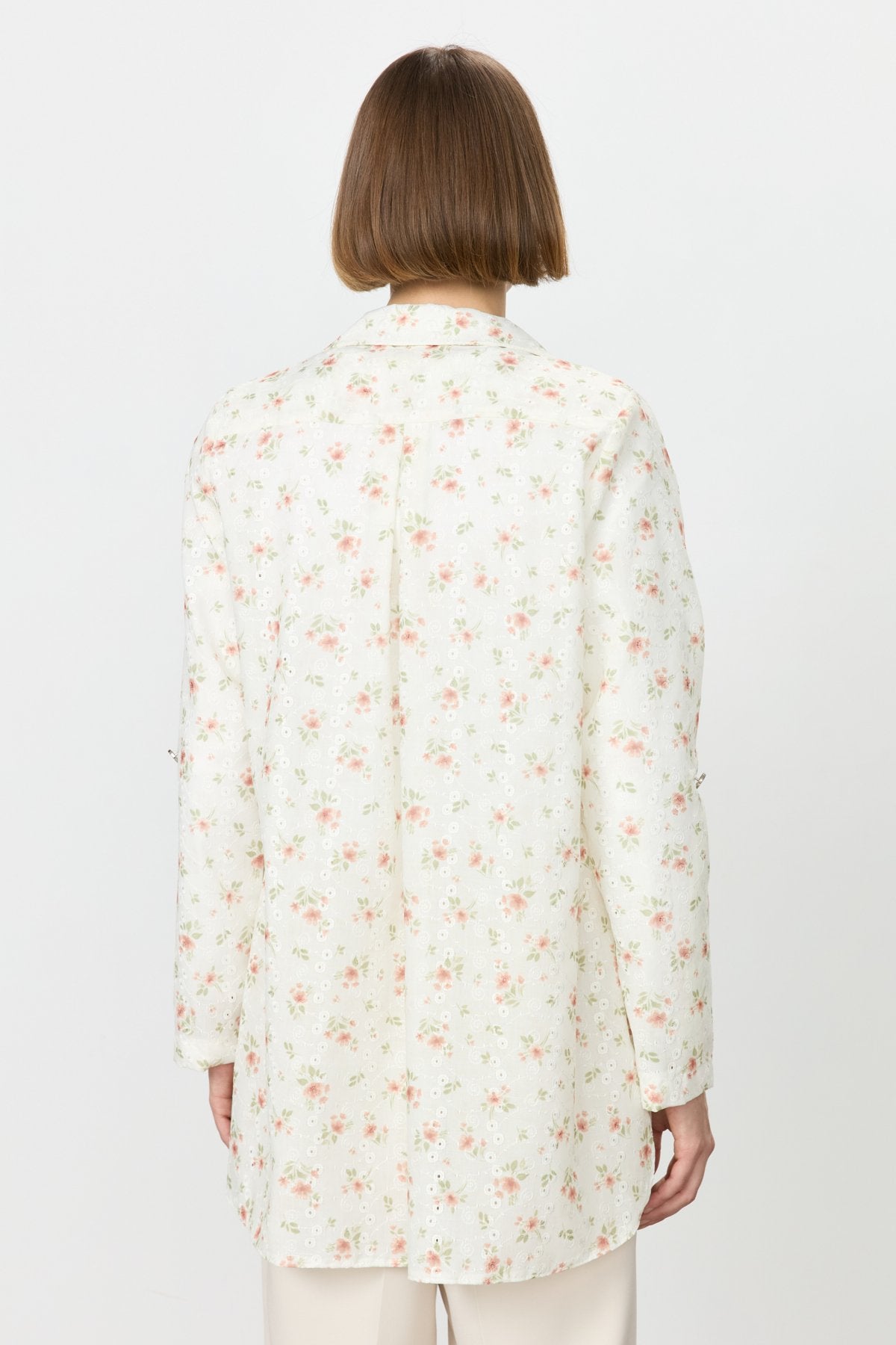 Floral Patterned Blazer Lace Jacket - Coffee