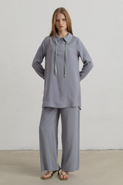 Çift Bağcıklı Modal Pantolon Tunik Takım - Gri