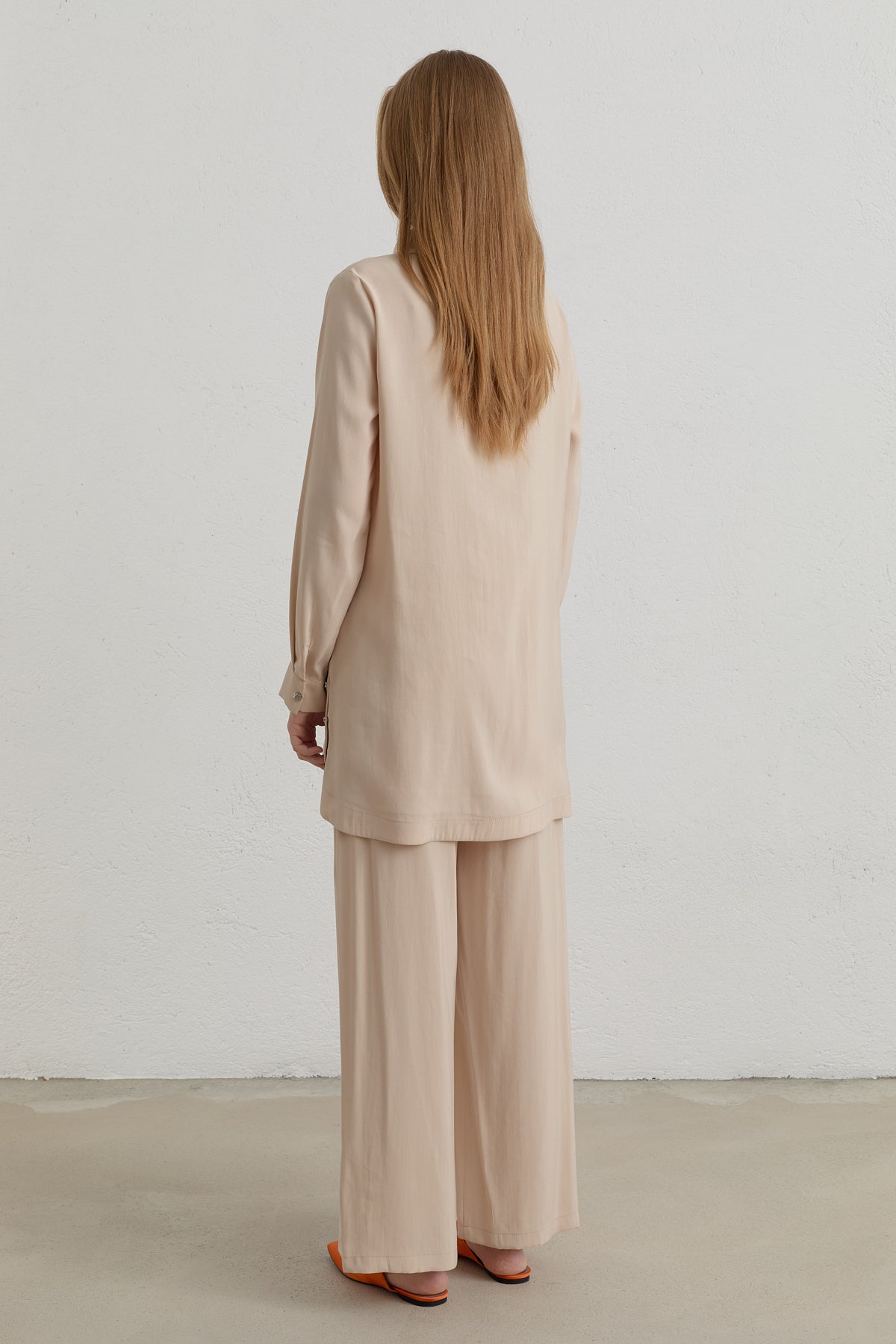 Çift Bağcıklı Modal Pantolon Tunik Takım - Krem
