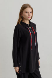 Çift Bağcıklı Modal Pantolon Tunik Takım - Siyah