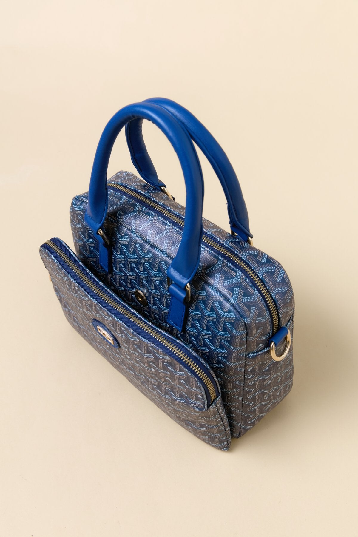 Double Compartment Satchel Bag - Sapphire