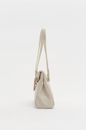 Double Handle Charm Detail Shopper Bag - Beige
