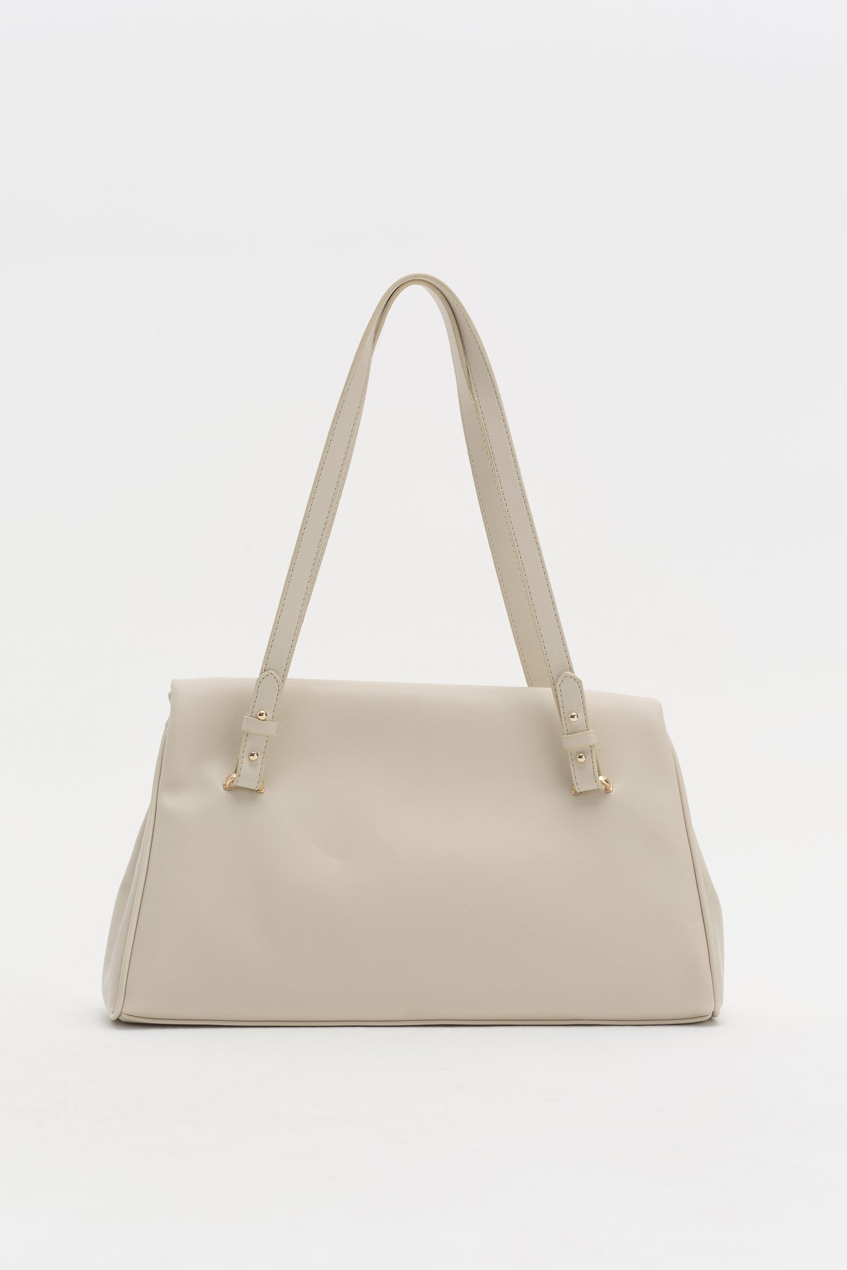 Double Handle Charm Detail Shopper Bag - Beige