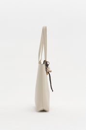 Çift Saplı Charm Detaylı Shopper Çanta - Bej
