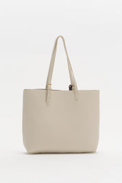 Çift Saplı Charm Detaylı Shopper Çanta - Bej