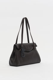 Double Handle Charm Detail Shopper Bag - Coffee